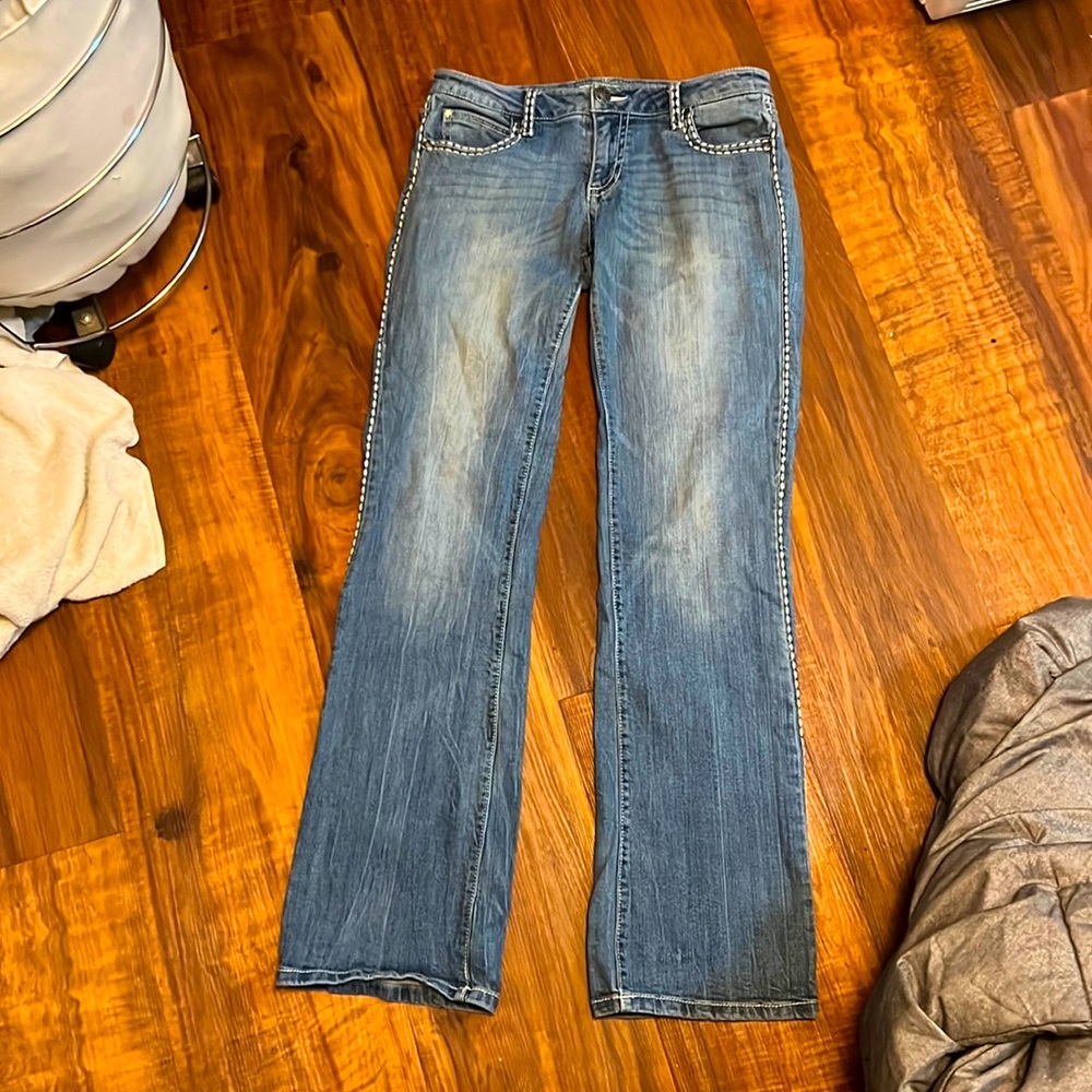 Wrangler Rock 47 Womens Ultra Low Rise Boot Cut Jeans Size 2 x 34